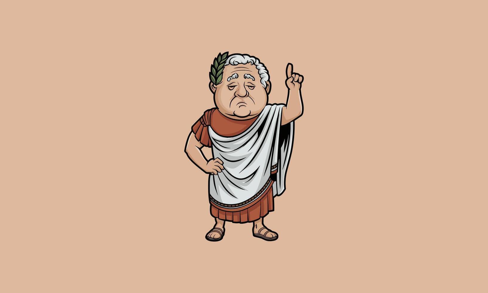 Cartoon Roman senator in toga pointing and gesturing . vector
