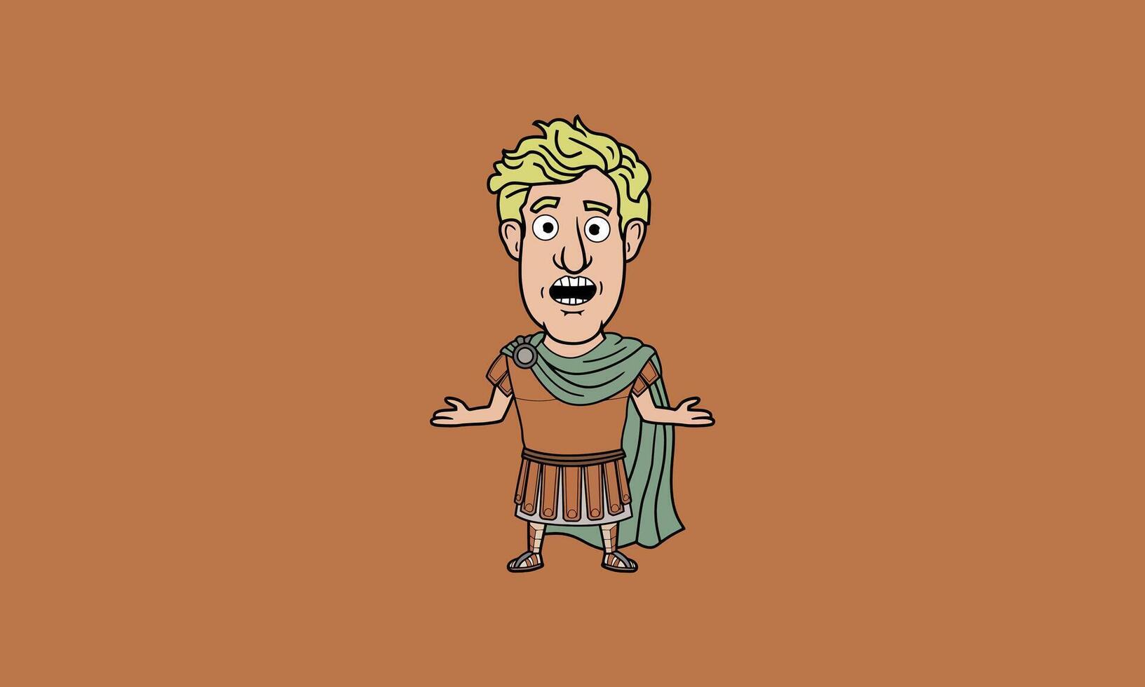 Roman character with blonde hair and surprised expression. vector