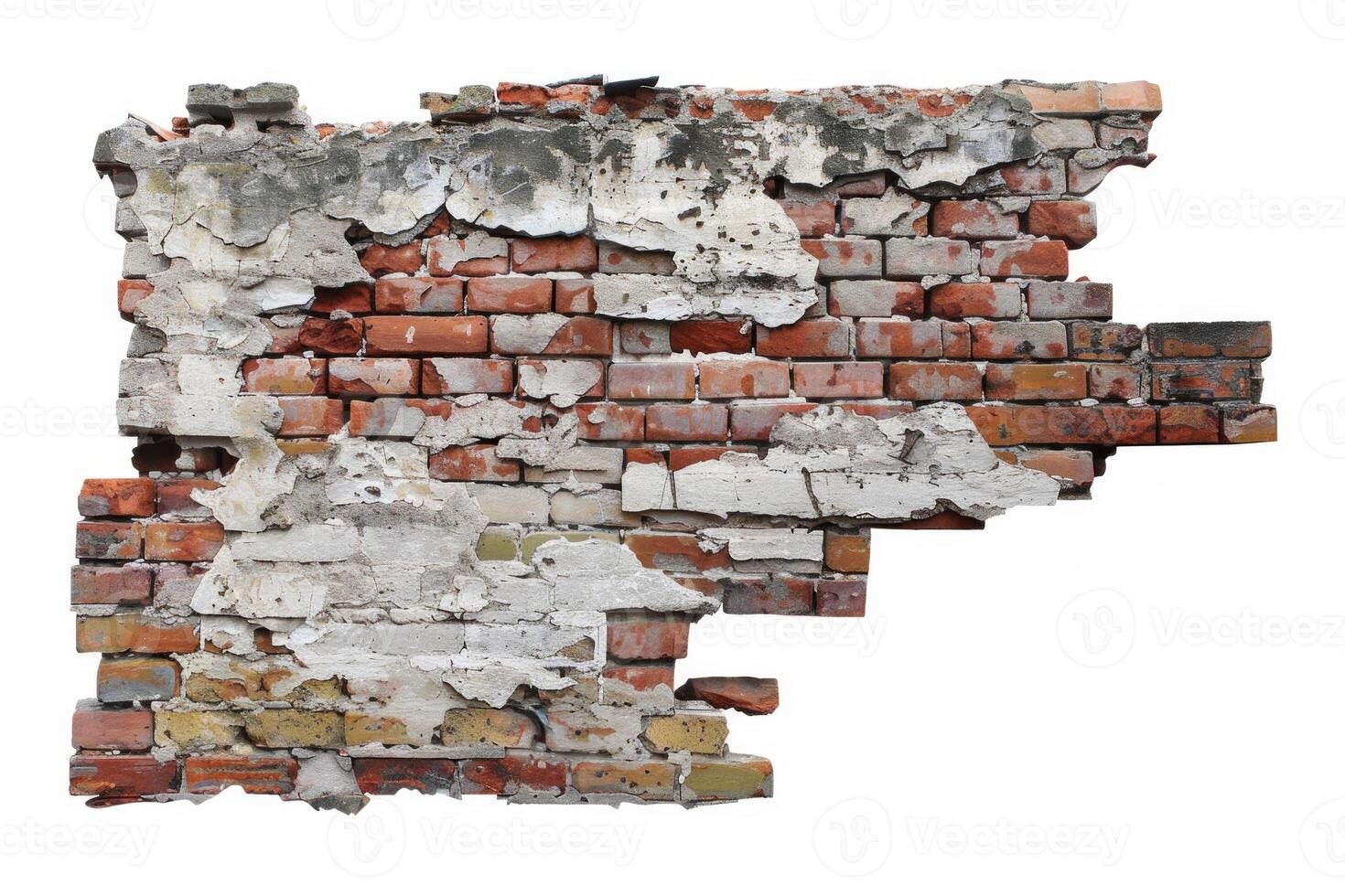 Empty Old Brick Wall Texture. Painted Distressed Wall Surface. Grungy Wide Brickwall. Neural network photo