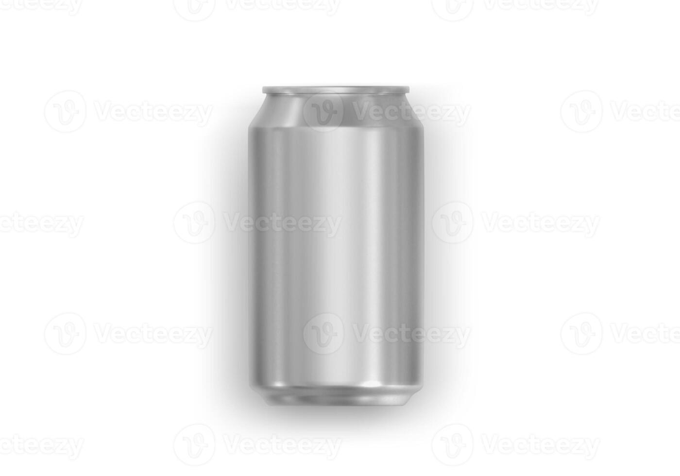 Overhead view of can of soda on white background photo
