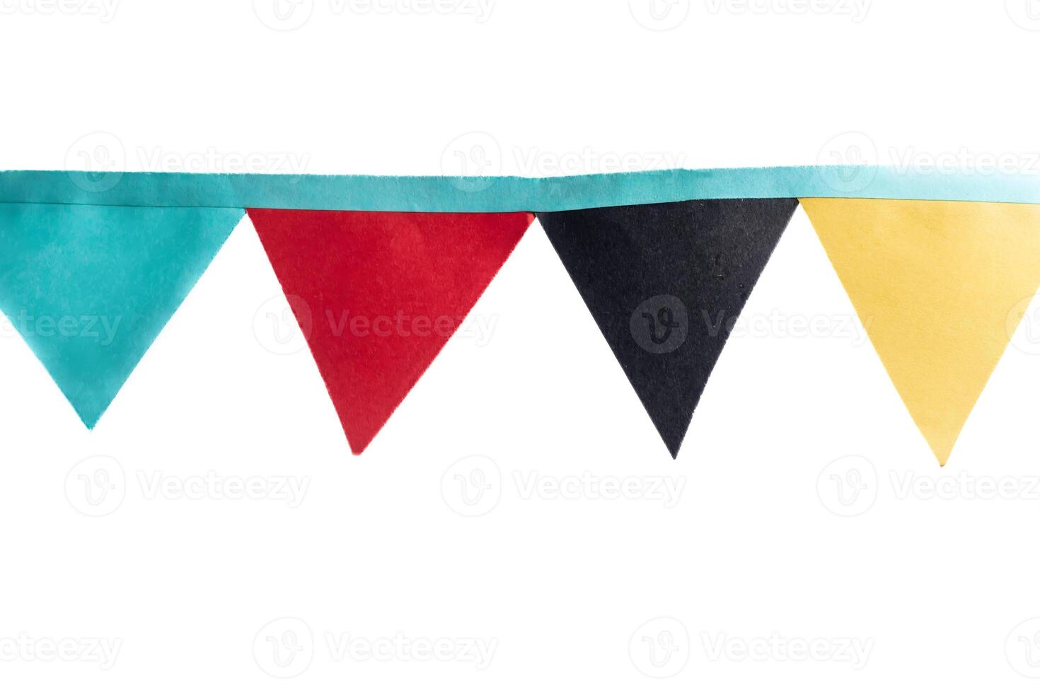 Colorful paper bunting party flags on white background, clipping path included photo
