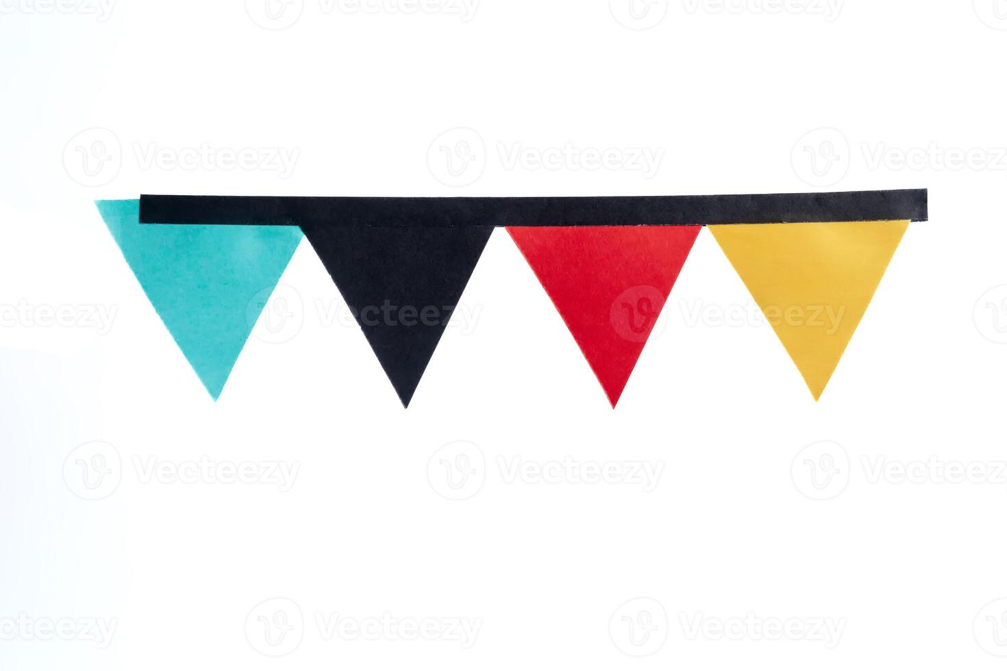 Colorful bunting paper flags isolated on a white background with clipping path photo