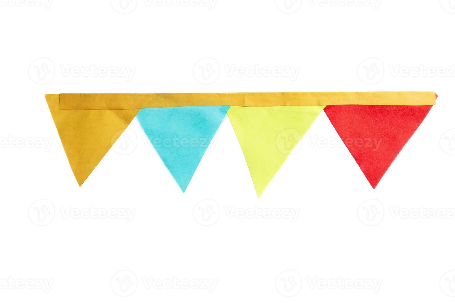 Colorful paper flags isolated on white background with clipping path photo