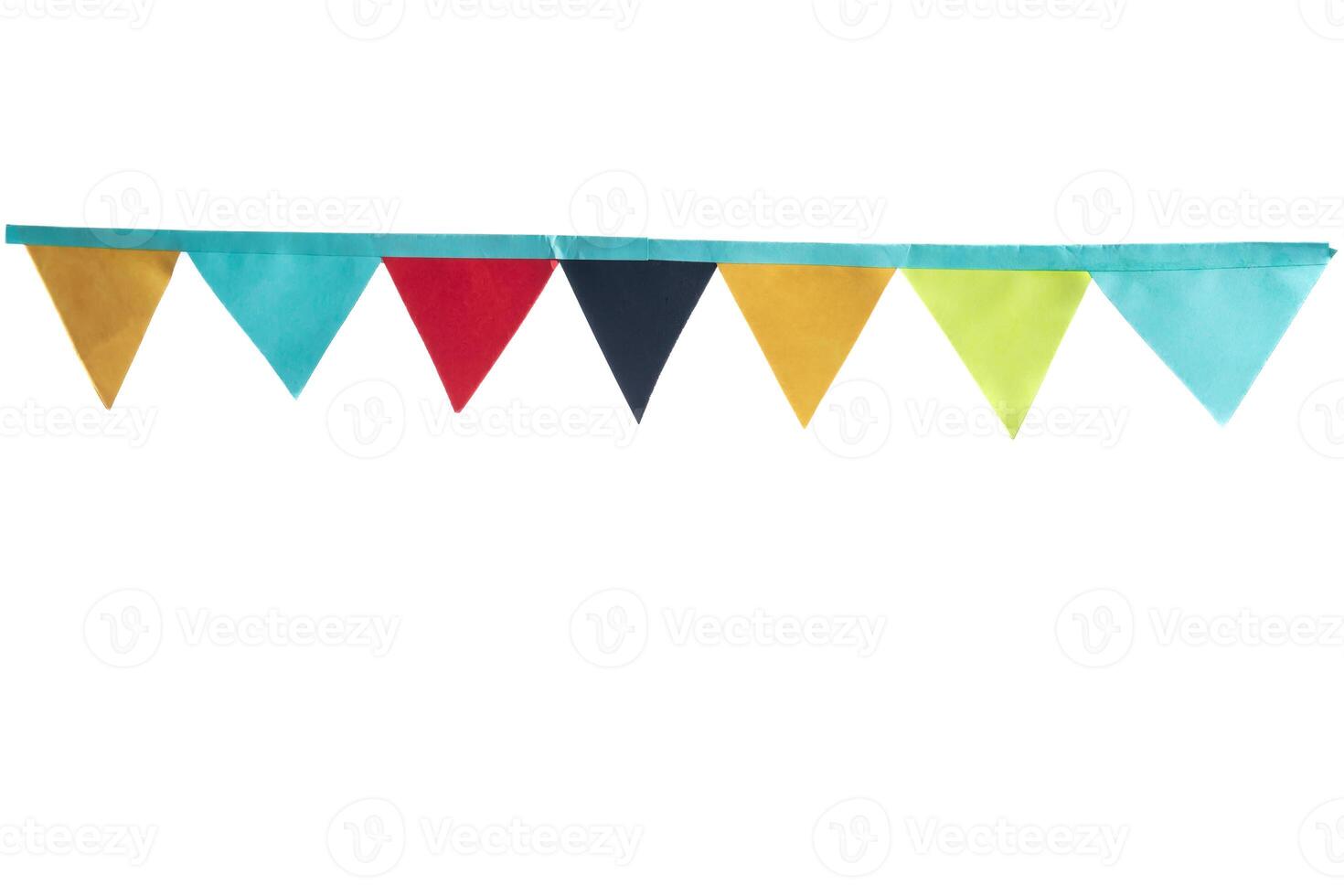 Colorful party bunting flags on white background with clipping path photo