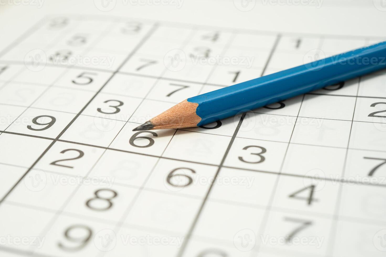 Sudoku puzzle, game to keep you brain younger for developing Alzheimer disease in senior patient. photo