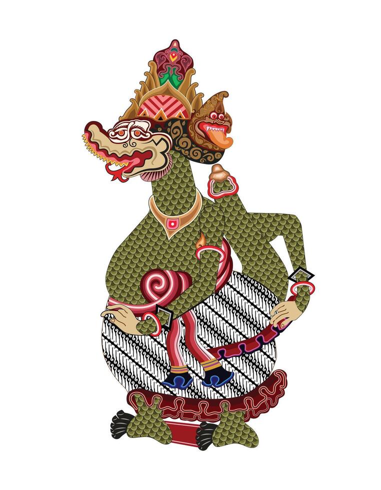 Antaboga wayang puppet, indonesian shadow puppet show illustration style. vector