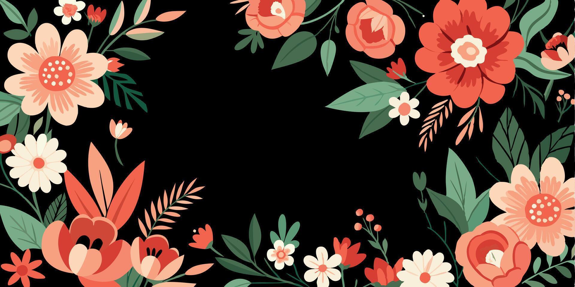 Floral copy spacce with black background vector