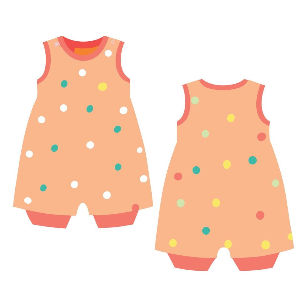 A baby romper with polka dots on it vector
