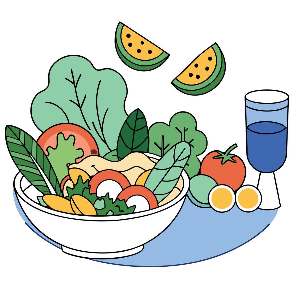 Healthy vegetarian meal illustration vector