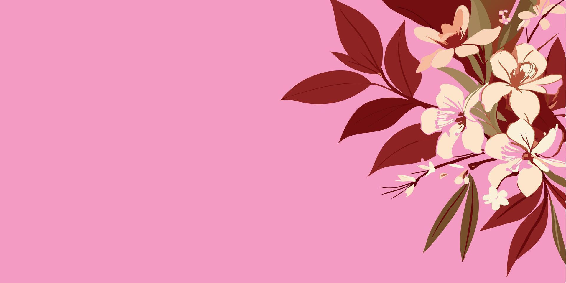 Flowers on pink background with a space for text vector