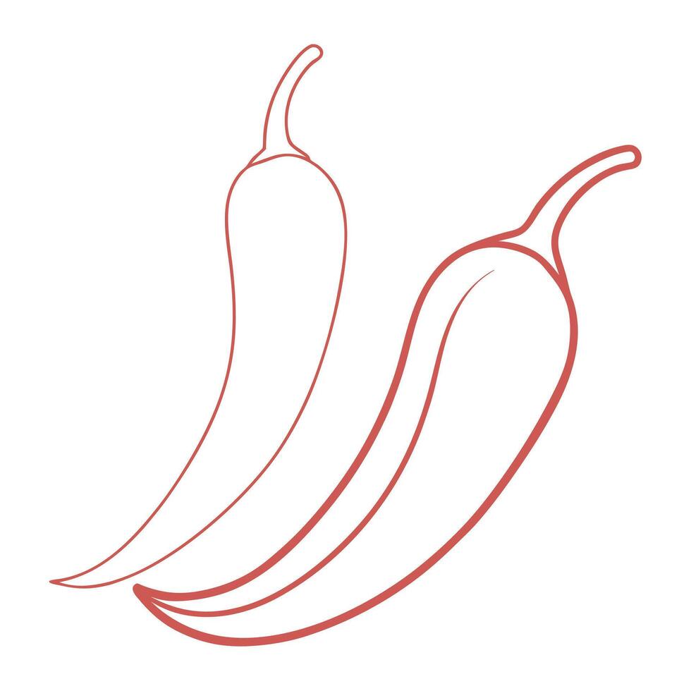 Two red chilli line drawing vector