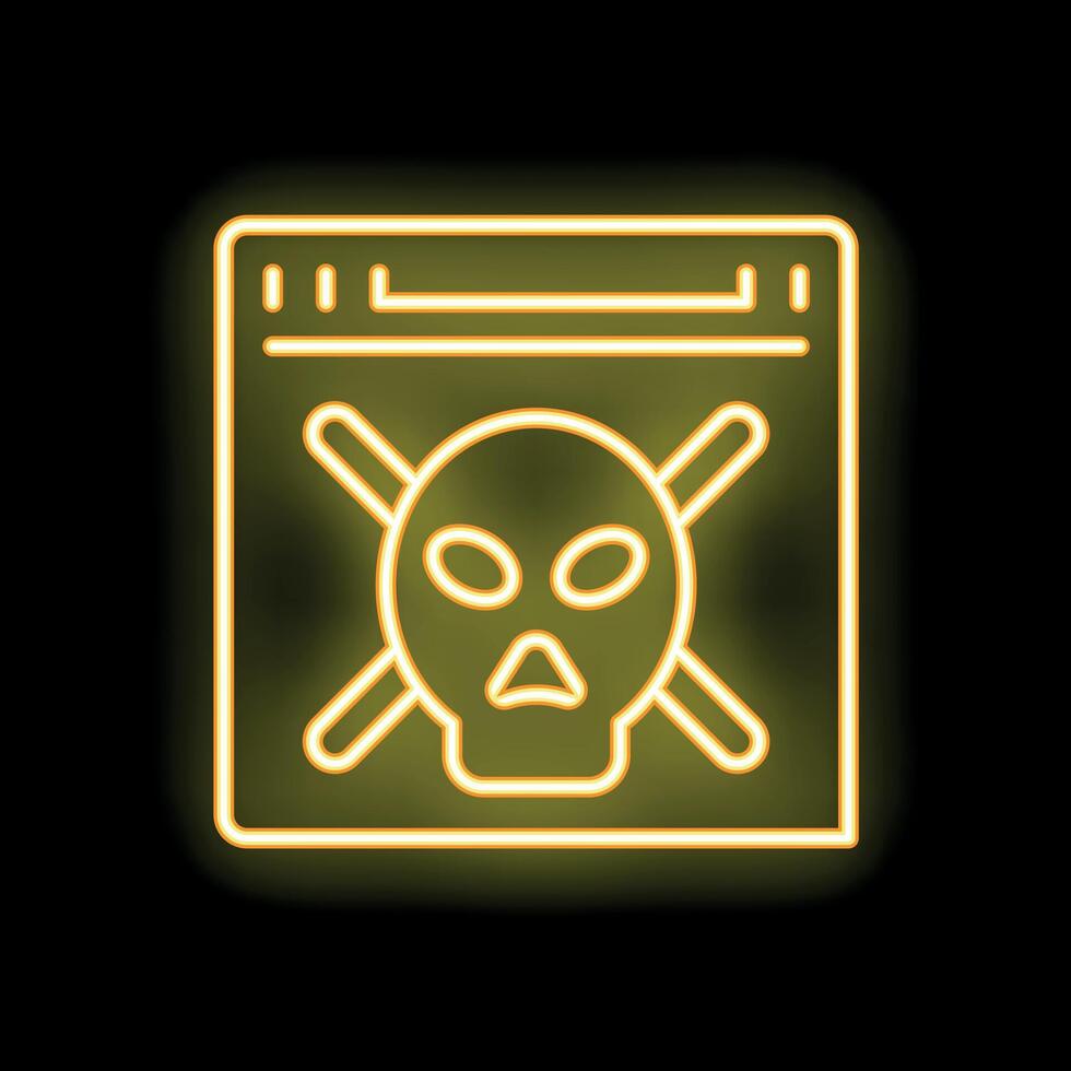 Neon yellow skull and crossbones hazard sign warning icon vector