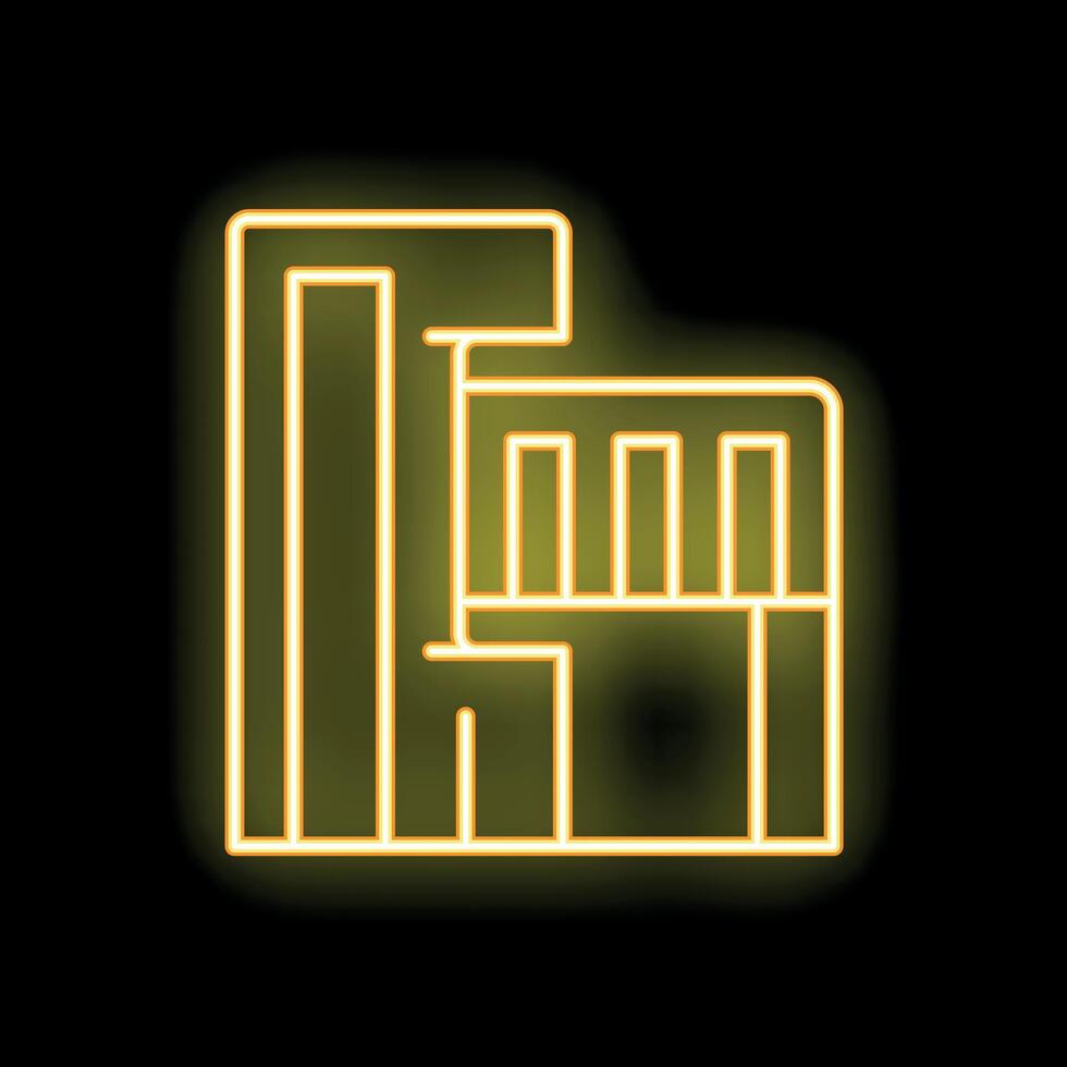 Glowing neon line building icon isolated on black background vector