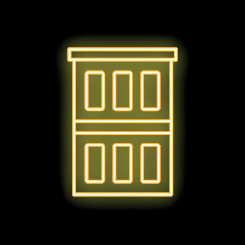 Glowing neon line building icon isolated on black background vector