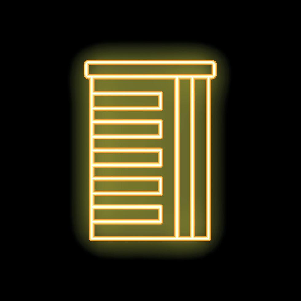 Yellow neon sign of storage unit on black background vector