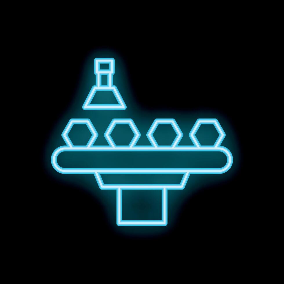 Neon sign of an industrial conveyor belt moving products in a factory vector