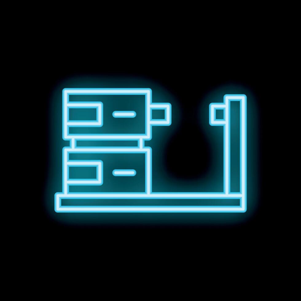 Neon sign of automated storage and retrieval system on black background vector