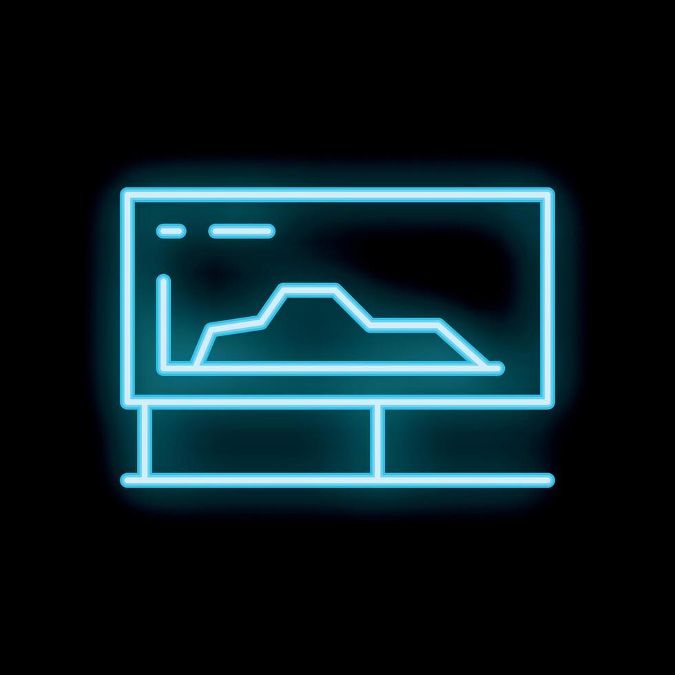 Neon sign showing growing statistics with graph on black background vector