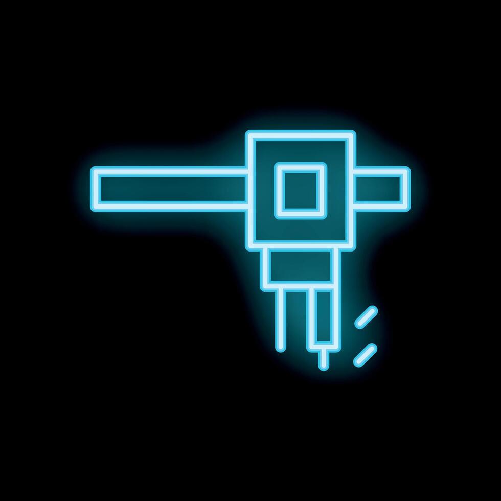 Glowing neon icon of drilling rig extracting oil from ground vector