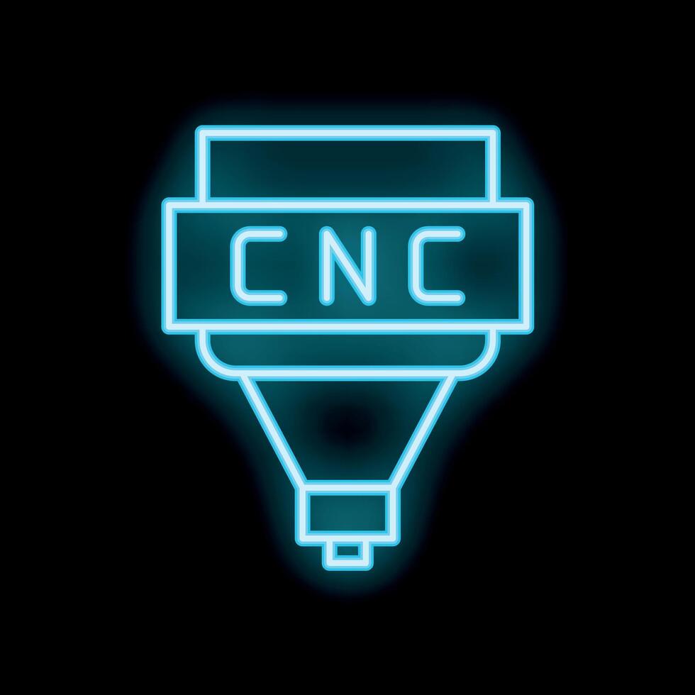 Neon icon of cnc milling machine cutting element on black background vector