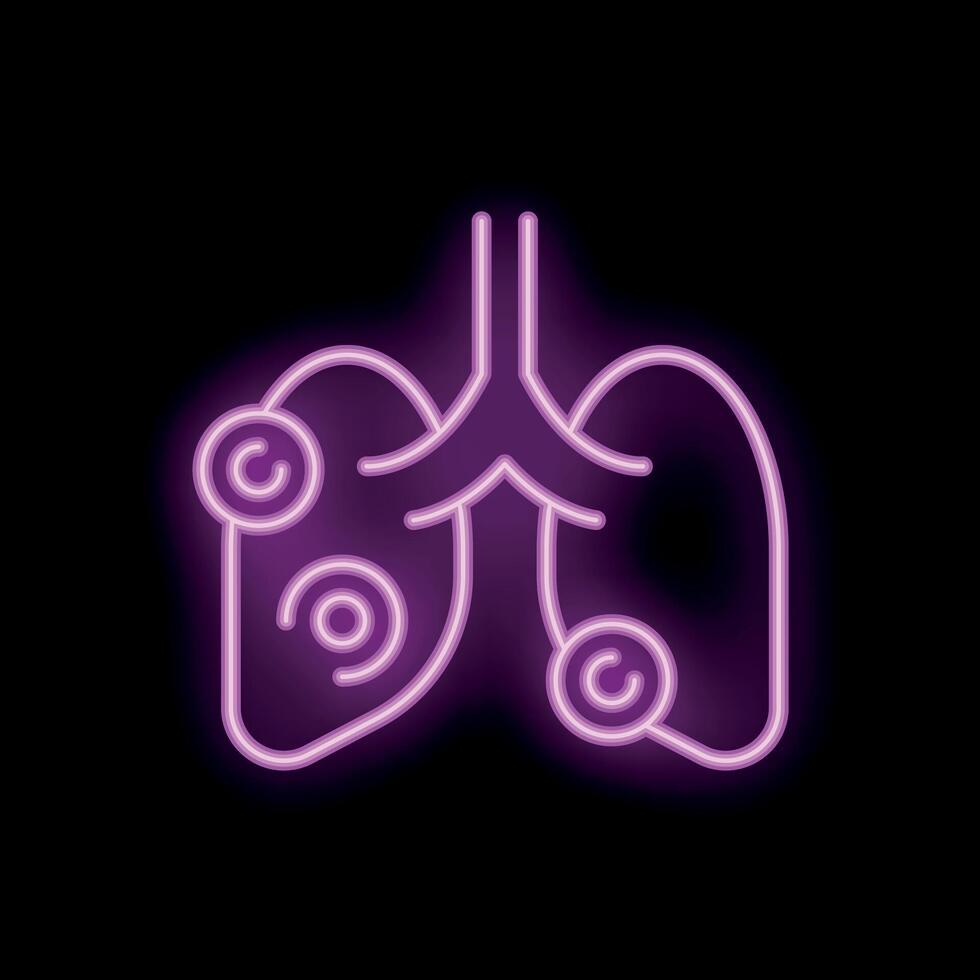 Neon icon of lungs showing virus or bacteria vector