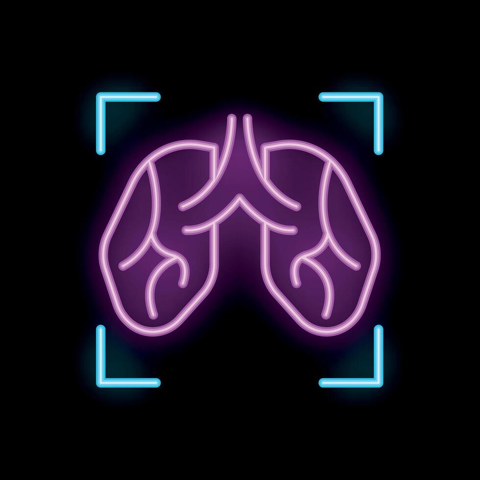 Neon scan showing human lungs glowing in pink and blue vector