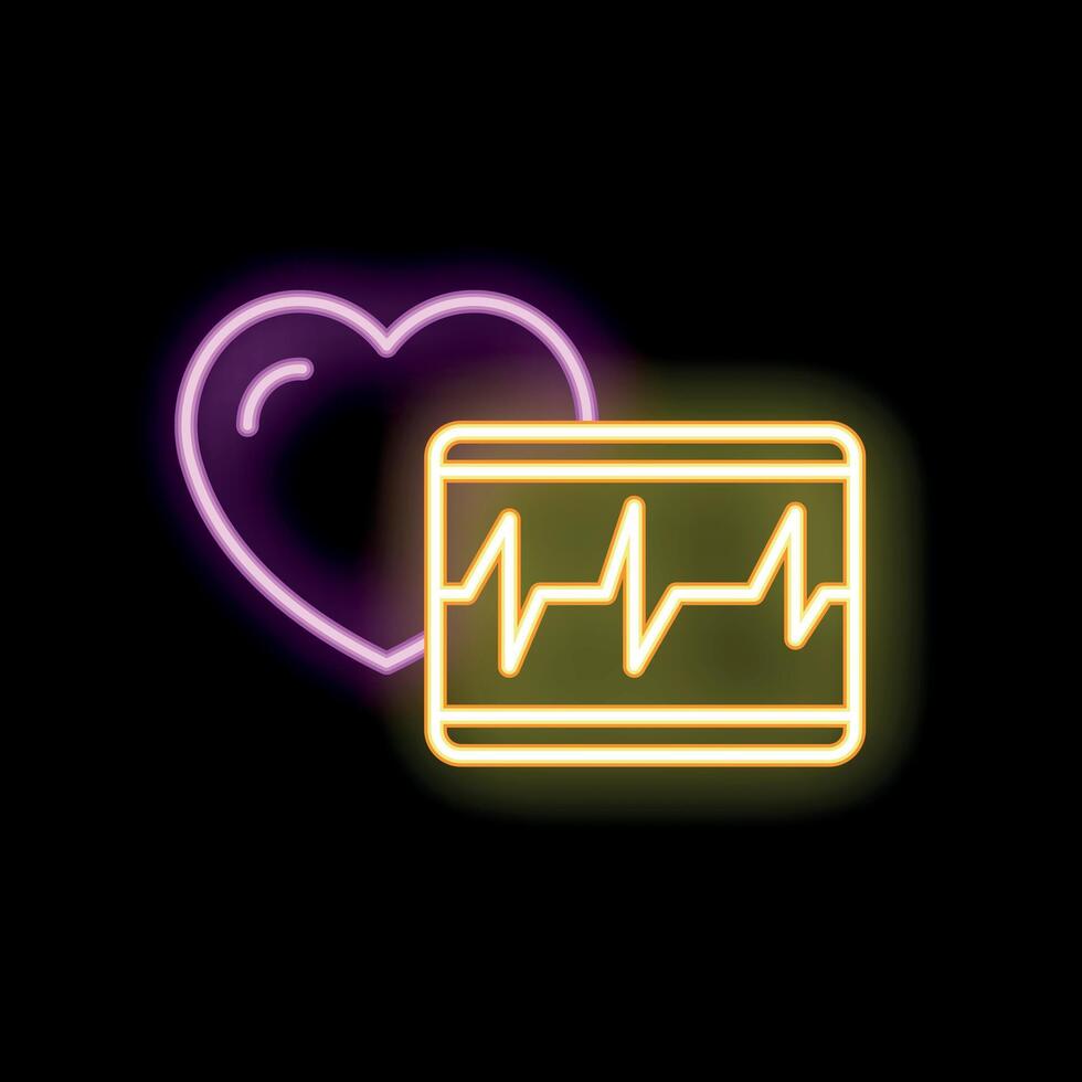 Neon heartbeat showing healthcare and cardiology concept vector