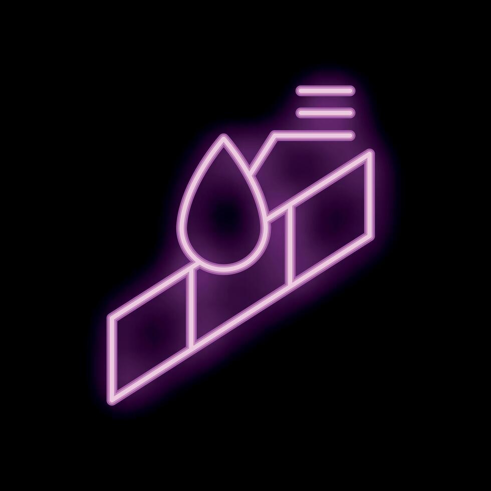 Neon icon of water absorption representing waterproof material vector