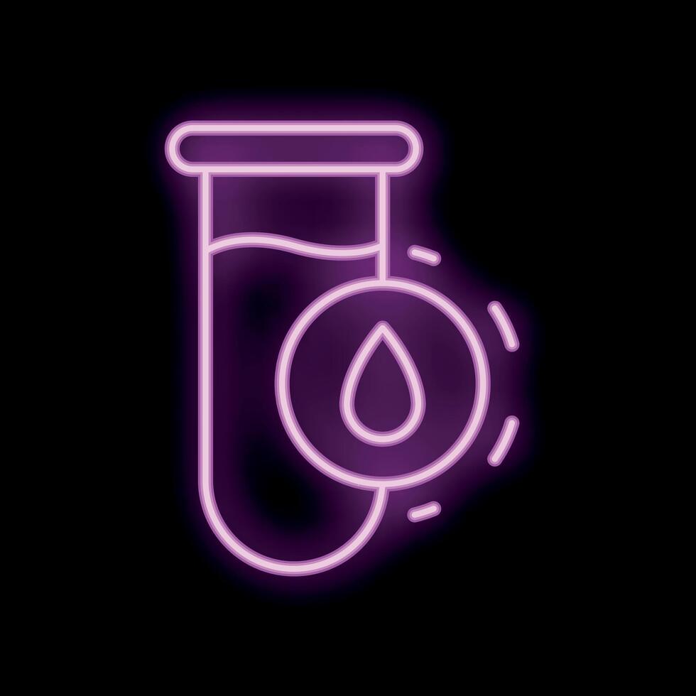 Neon icon of test tube representing water purity analysis vector