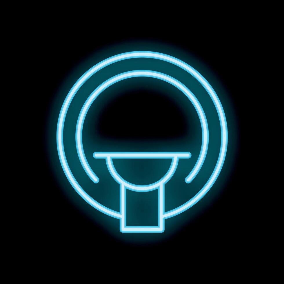 Neon icon of magnetic resonance imaging machine glowing blue on black background vector