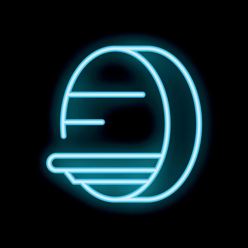 Glowing neon icon of hamster wheel on black background vector