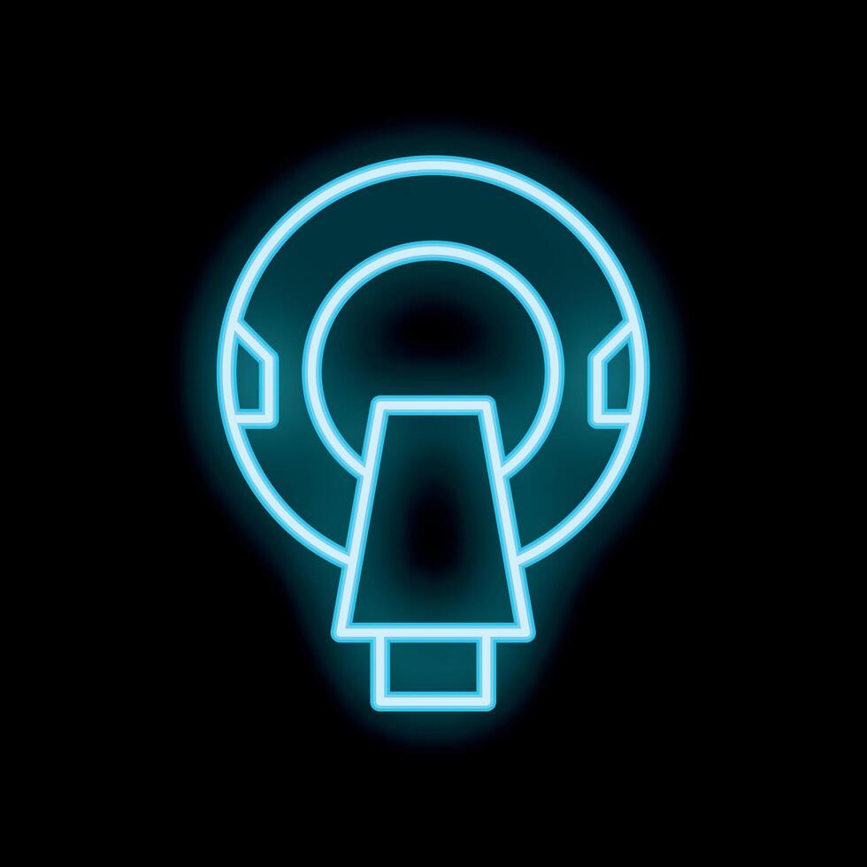Blue neon mri scanner glowing on black background vector