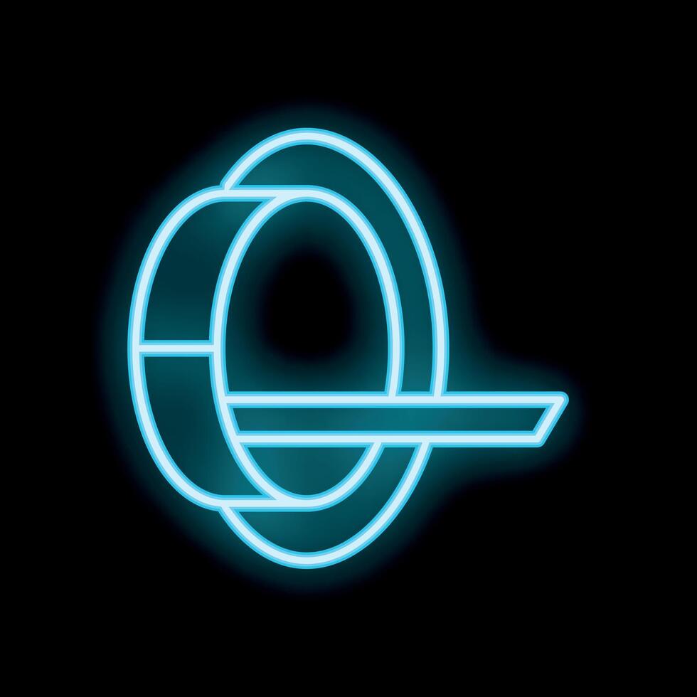Blue neon mri scanner machine glowing on black background vector