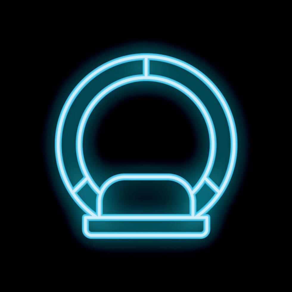 Neon mri scanner glowing on black background vector