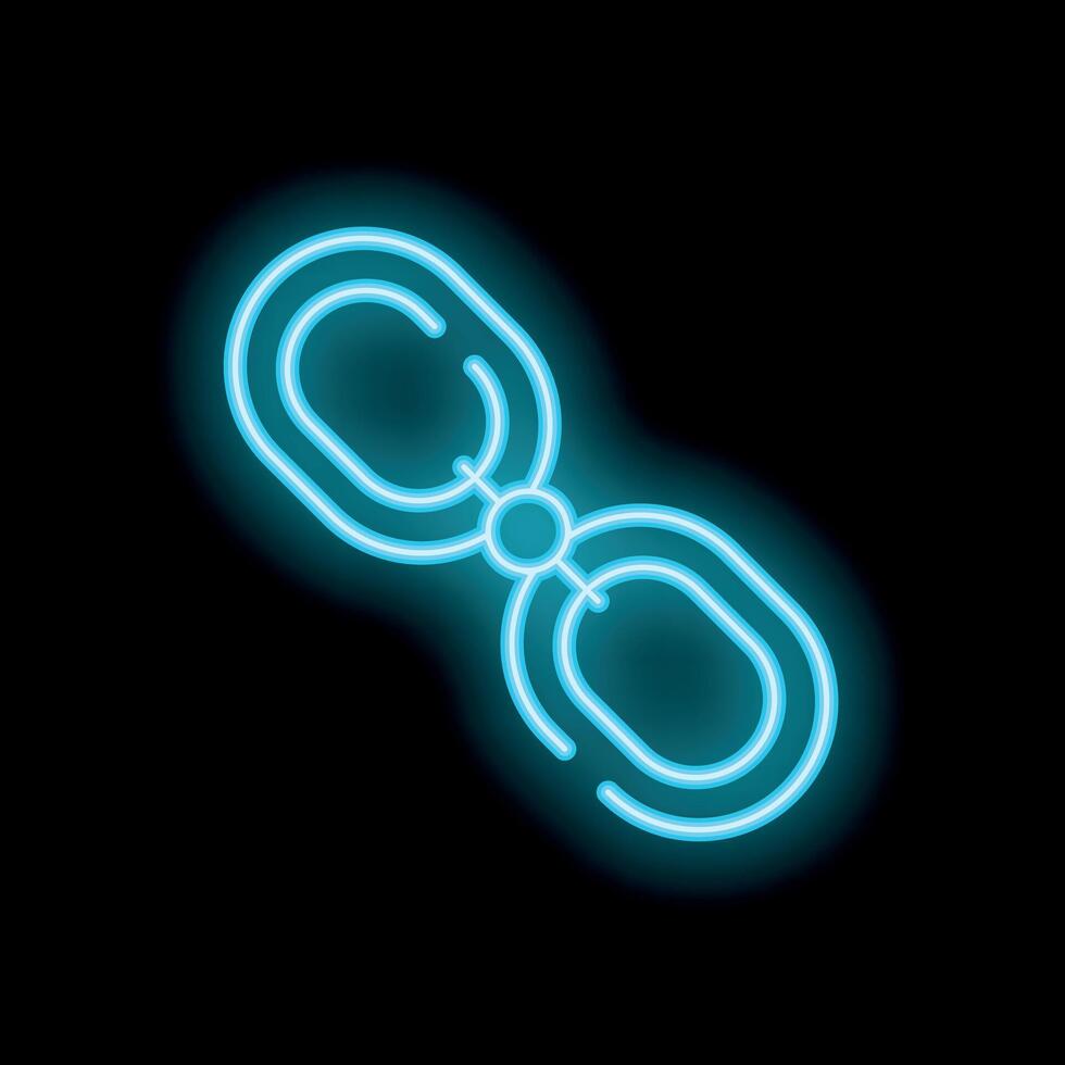 Neon blue chain links glowing on black background vector