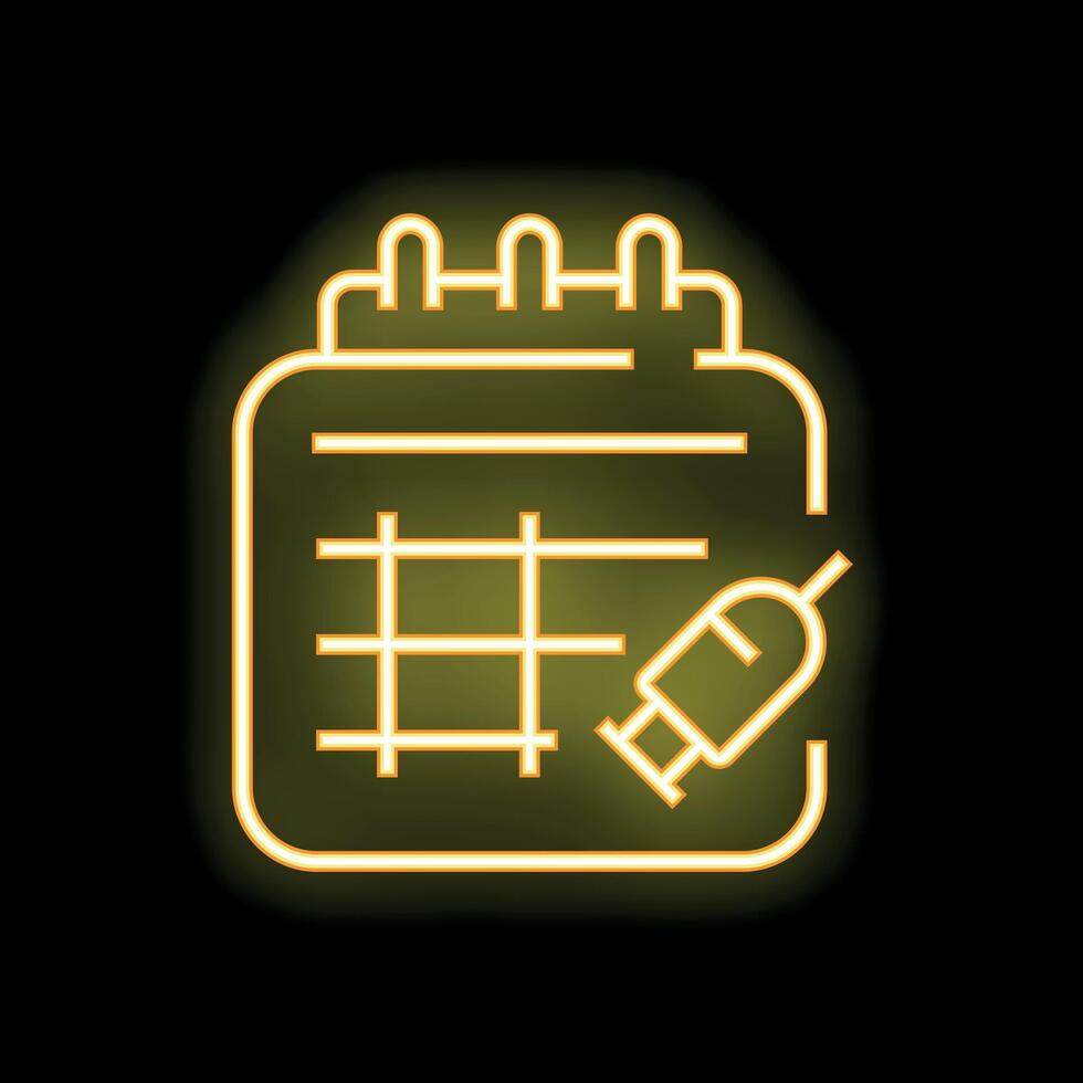 Neon yellow vaccination schedule calendar appointment syringe icon vector