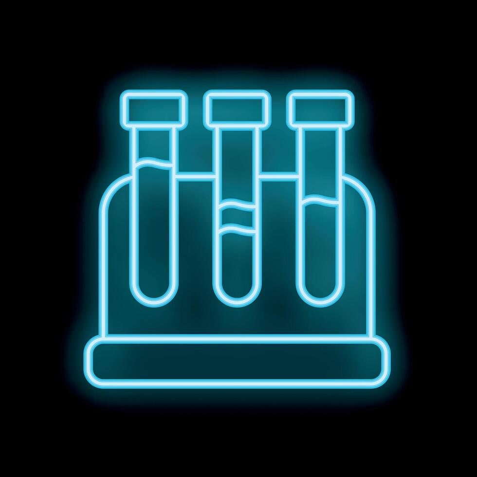 Neon test tubes icon representing chemical analysis and scientific experiments vector