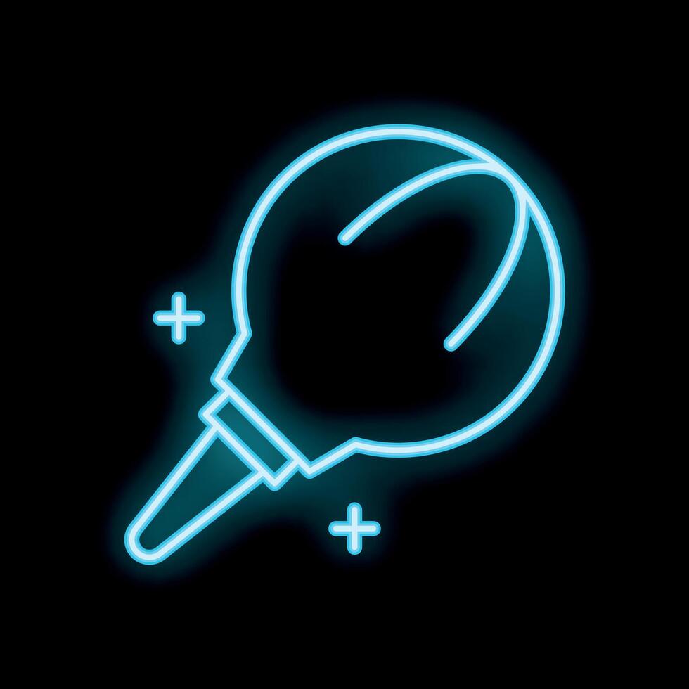 Blue neon icon of medical enema glowing on black background vector
