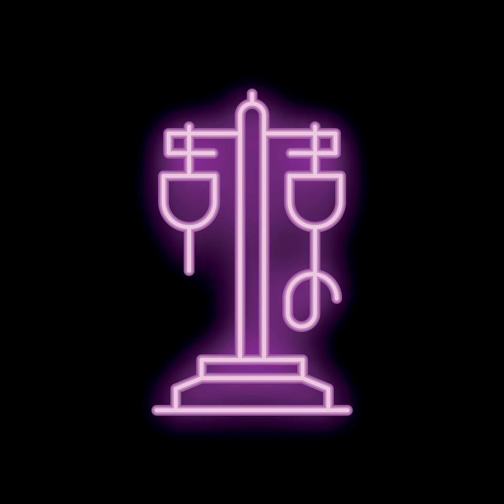 Neon sign representing an intravenous drip stand for medical use vector