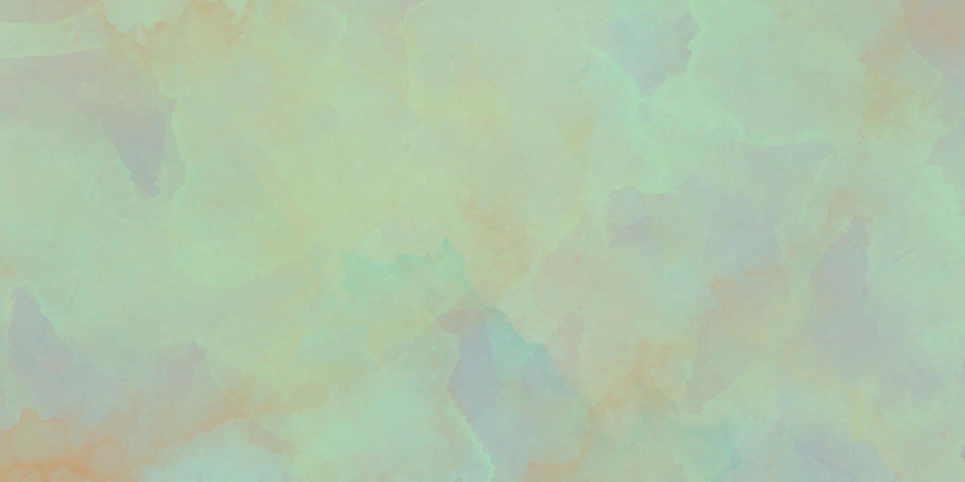 Green watercolor background for creative design. Soft green brushed grunge paint paper texture. vector