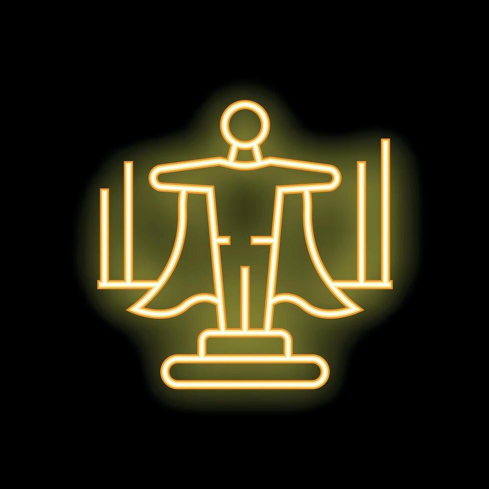 Superhero standing with arms wide open neon sign on black background vector