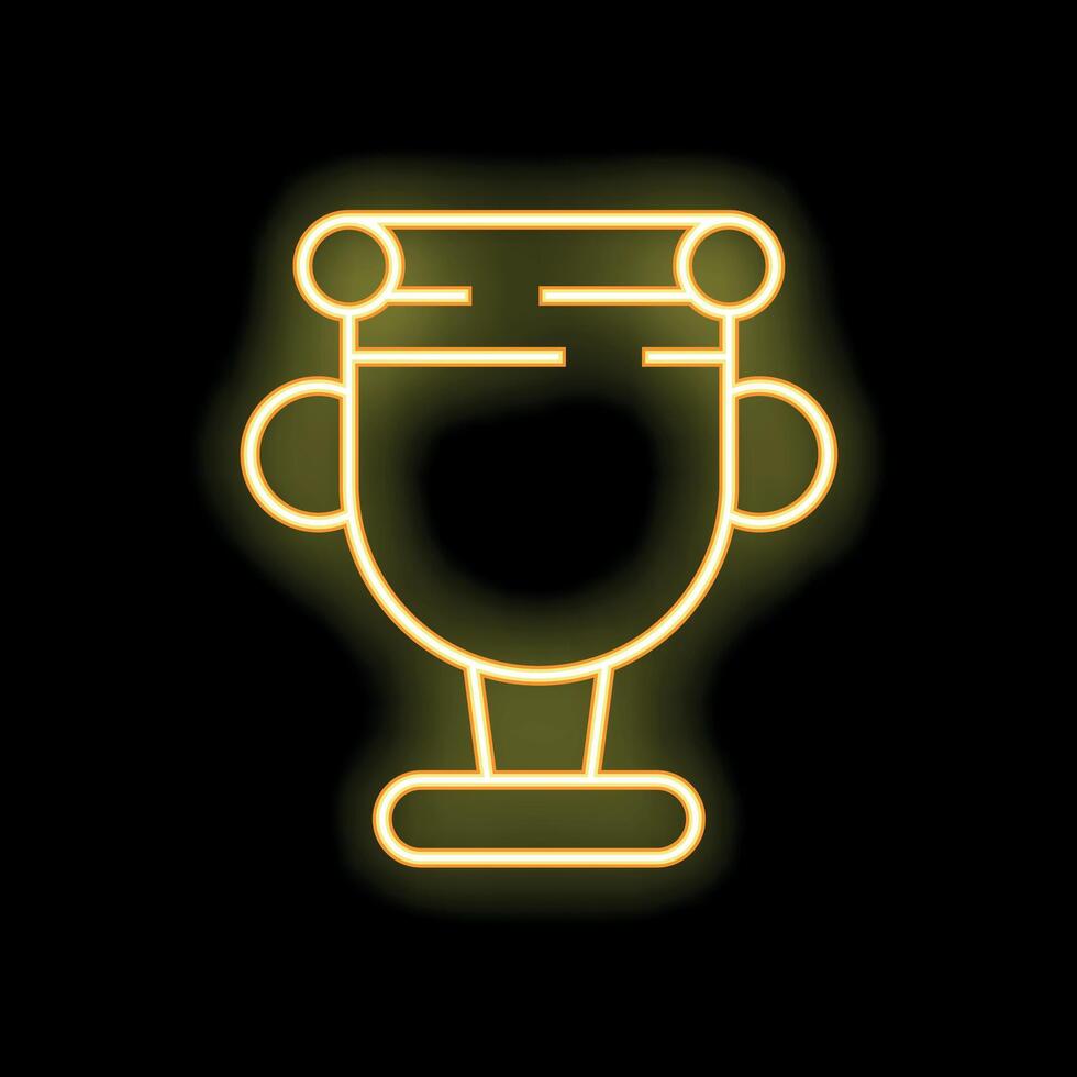 Yellow neon icon of an ancient greek kylix on a black background vector