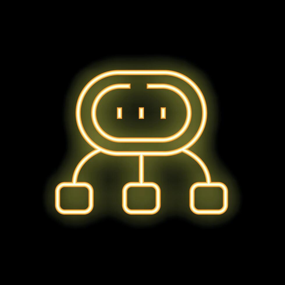 Neon yellow server icon representing cloud computing services vector