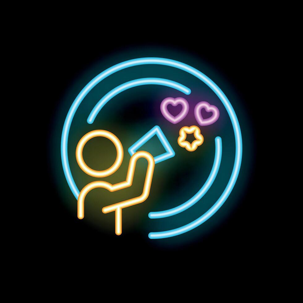 Neon sign of a person sharing love spreading kindness and positivity vector