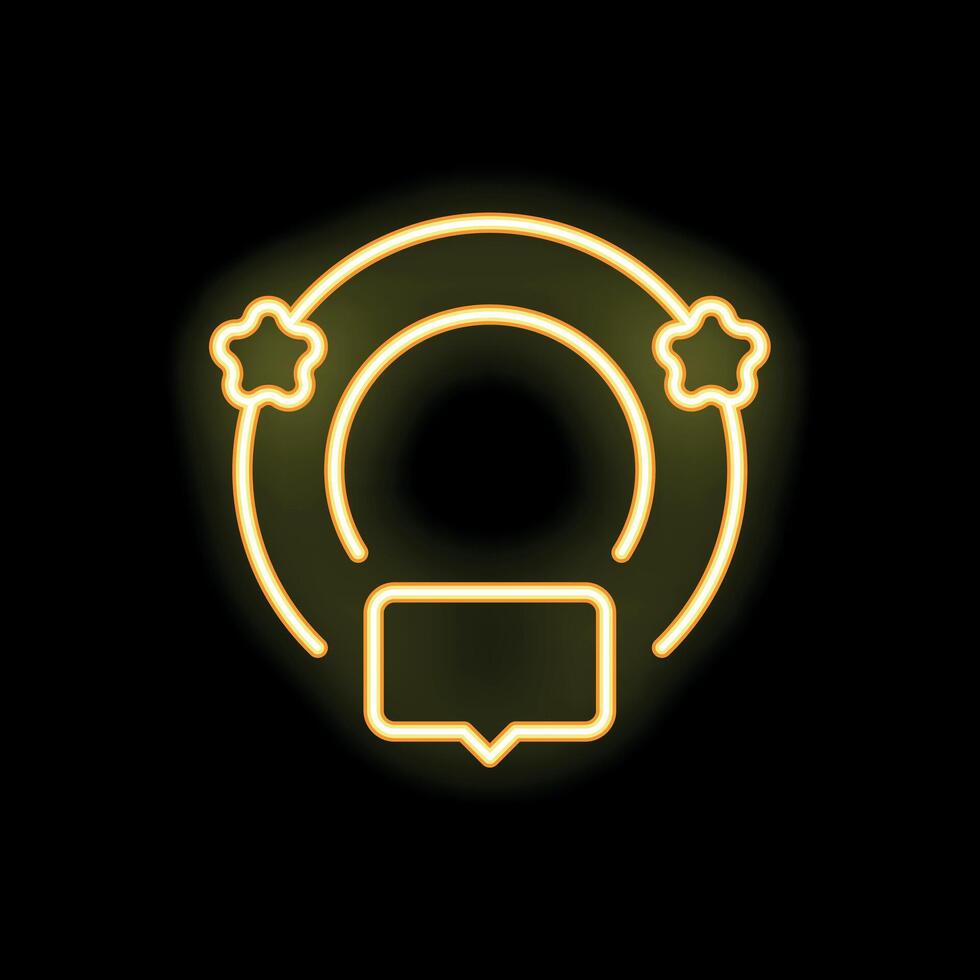 Neon icon of customer feedback featuring stars and speech bubble vector