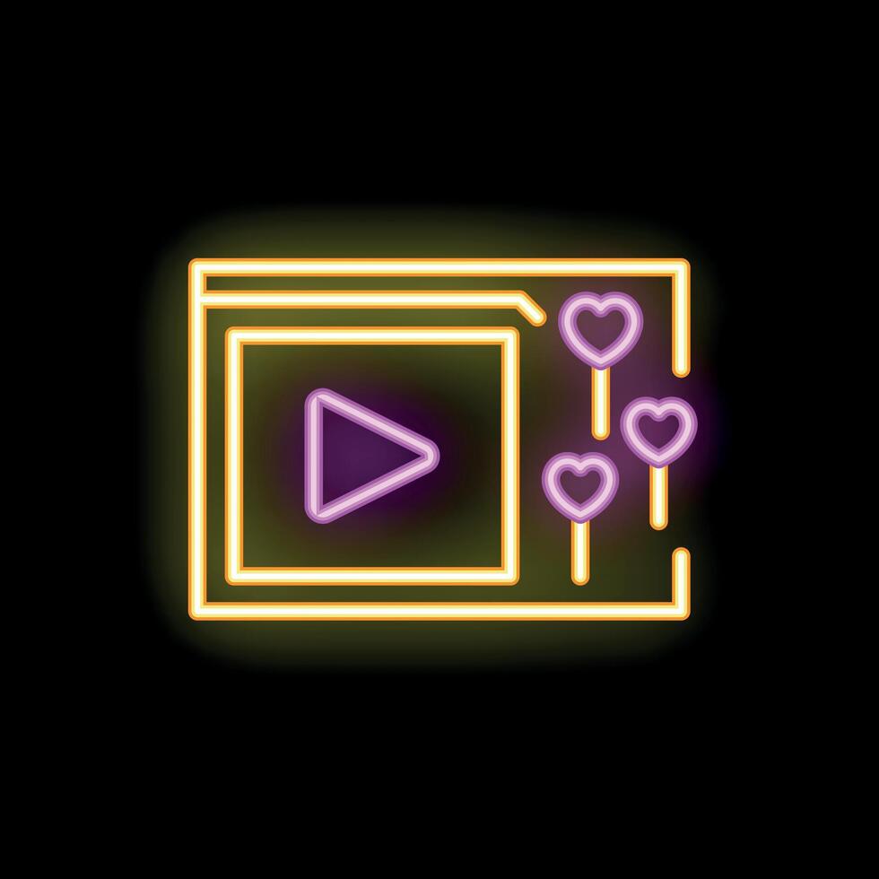 Neon icon of player receiving likes on social media vector