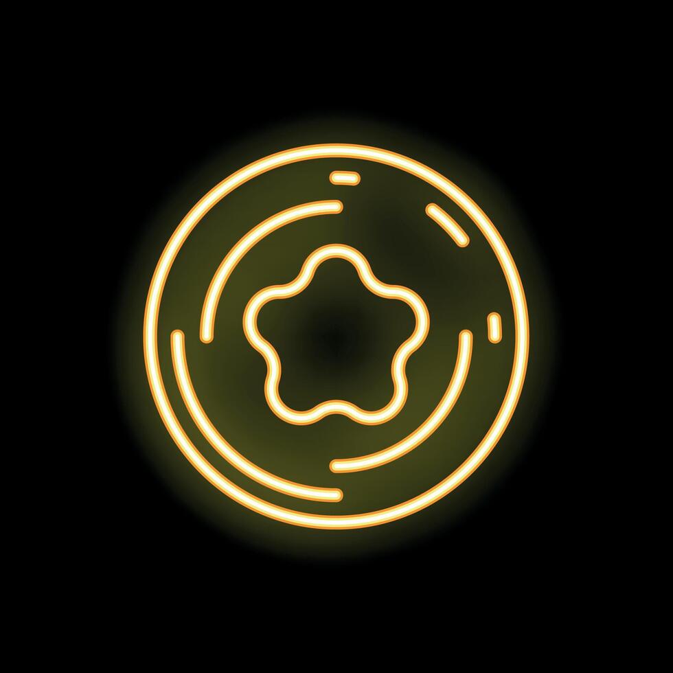 Neon yellow kiwi fruit glowing on black background vector