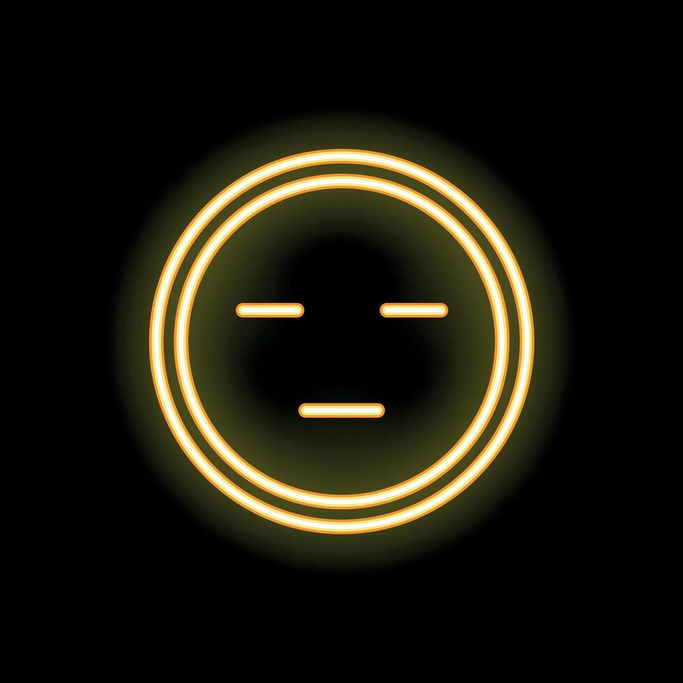 Neon yellow neutral face is glowing on a black background vector