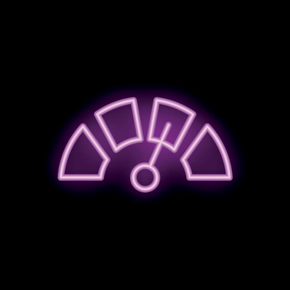 Neon speedometer glowing on dark background vector