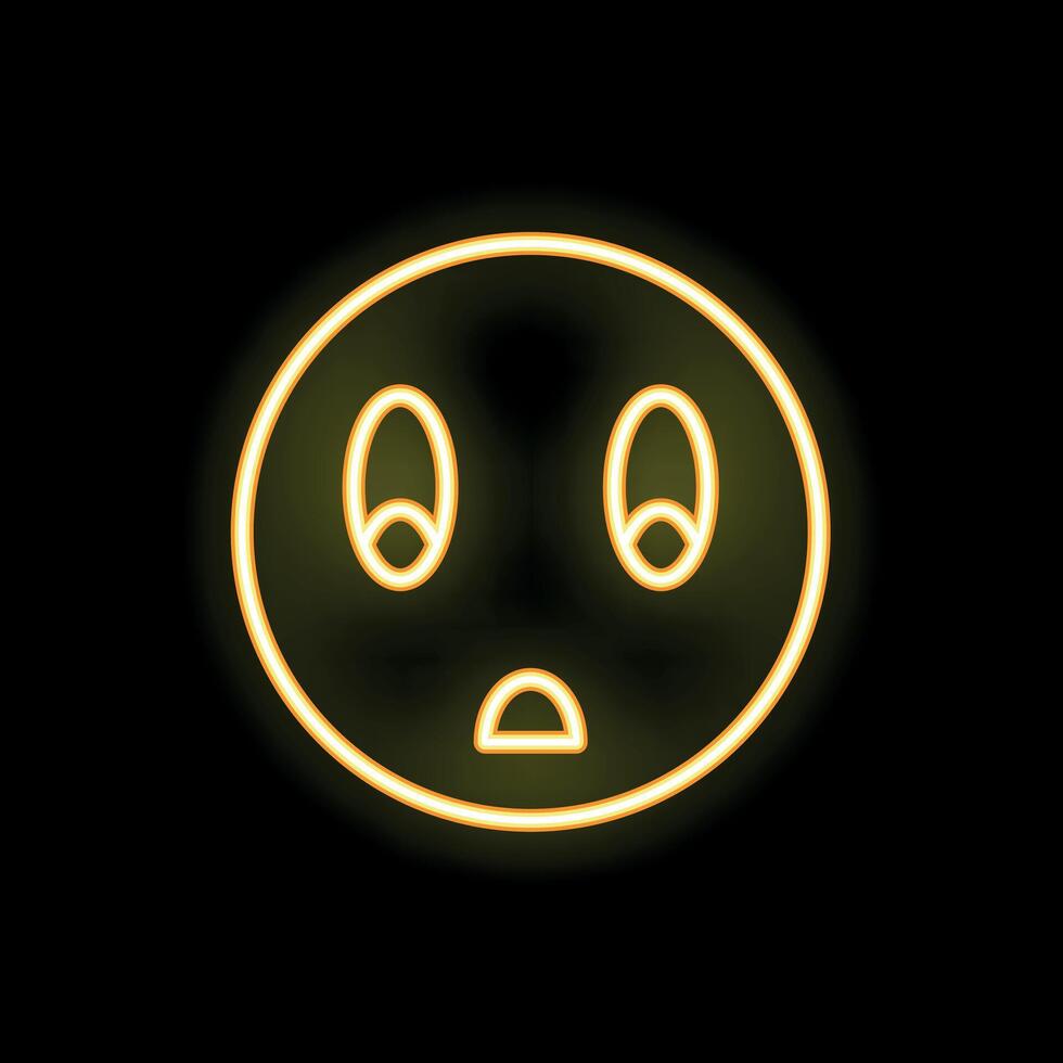 Fearful face is glowing in yellow neon light vector